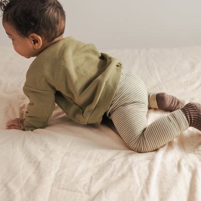 Phil & Phae 有機棉細條紋 Leggings - soft moss stripes  ❘ 現貨尺寸: 2Y~5Y