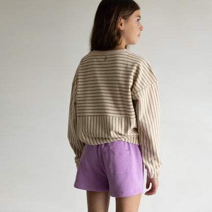 Phil & Phae 100%有機棉寬版抽繩設計短褲 - Bright lilac  ❘ 現貨尺寸: 3Y ~10Y