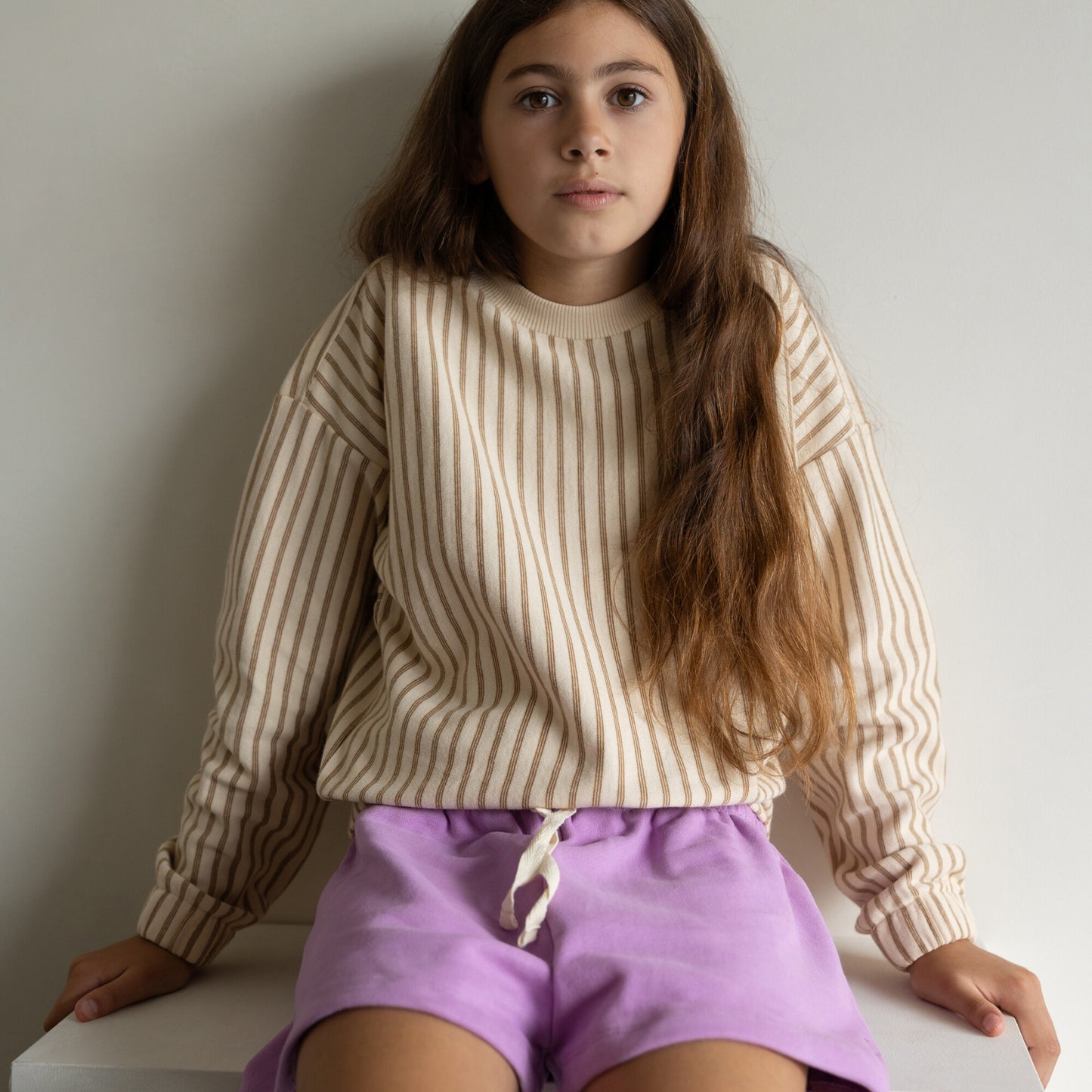 Phil & Phae 100%有機棉寬版抽繩設計短褲 - Bright lilac  ❘ 現貨尺寸: 3Y ~10Y