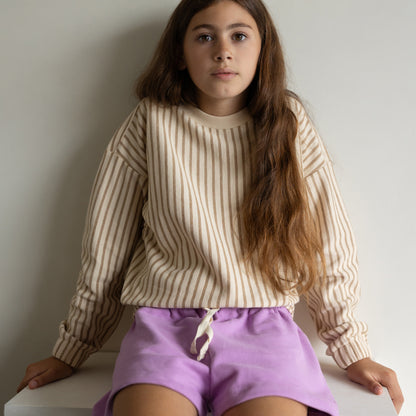 Phil & Phae 100%有機棉寬版抽繩設計短褲 - Bright lilac  ❘ 現貨尺寸: 3Y ~10Y