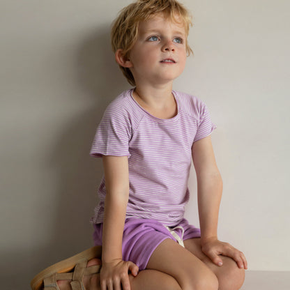 Phil & Phae 100%有機棉寬版抽繩設計短褲 - Bright lilac  ❘ 現貨尺寸: 3Y ~10Y