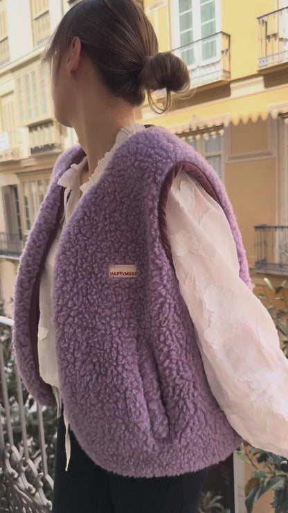 (預購) Happymess 100%美麗諾羊毛背心外套 - adult in lilac cloud  (XS~XL)