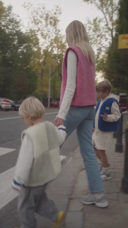 (預購) Happymess 100%美麗諾羊毛背心外套 - adult in Pink (XS~XL)