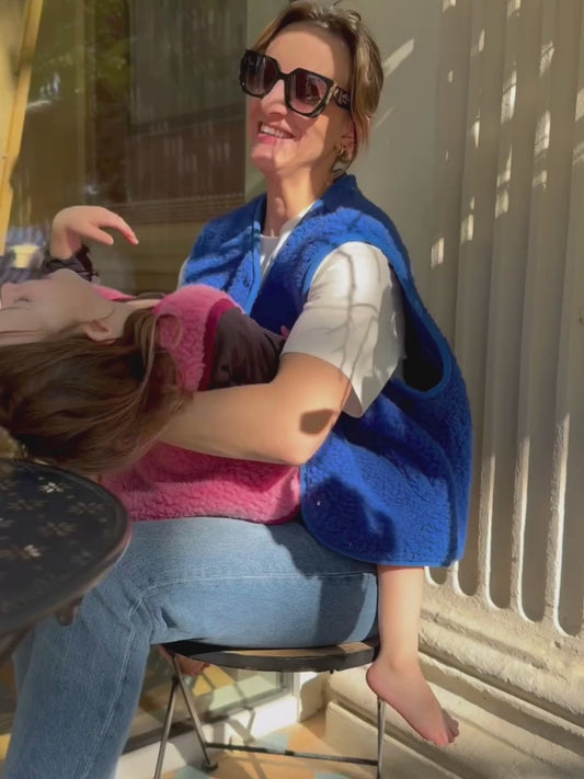 (預購) Happymess 100%美麗諾羊毛背心外套 - adult in cobalt  (XS~XL)