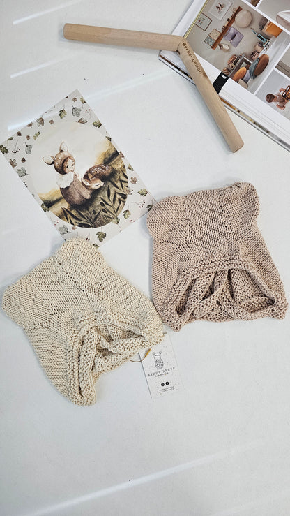 (現貨) 波蘭 Kiddy Stuff 純手工編織毛帽 - organic cotton bear hat 共兩色 Beige & Ivory (2-4Y)