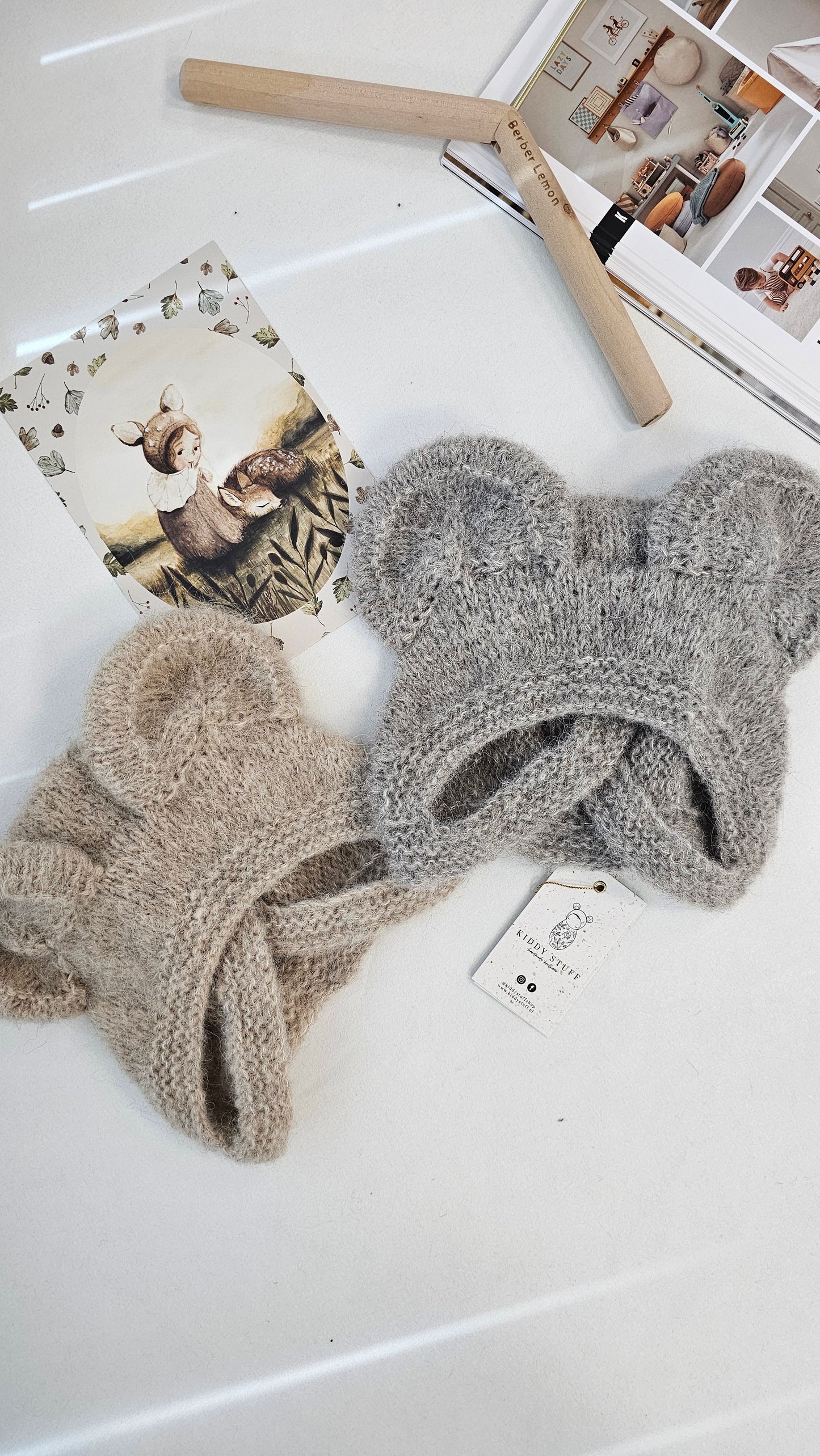 (現貨) 波蘭 Kiddy Stuff 純手工編織毛帽 - Koala hat 共兩色  light grey & Light Beige  (2-4Y)