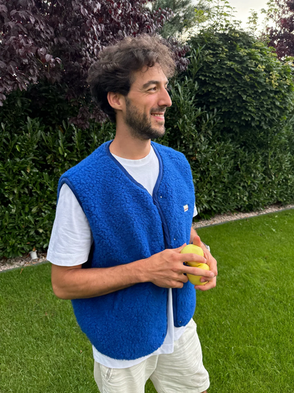 (預購) Happymess 100%美麗諾羊毛背心外套 - adult in cobalt  (XS~XL)