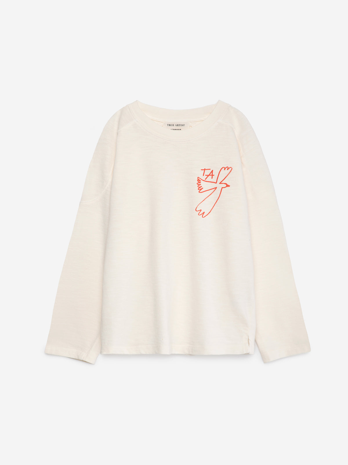 True Artist 100% 有機棉 刺繡長袖 T-shirt - 象牙白 ❘ 現貨尺寸: 4Y~9Y