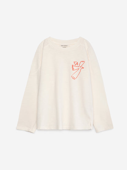 True Artist 100% 有機棉 刺繡長袖 T-shirt - 象牙白 ❘ 現貨尺寸: 4Y~9Y