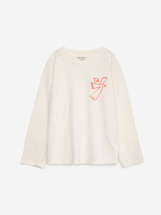 True Artist 100% 有機棉 刺繡長袖 T-shirt - 象牙白 ❘ 現貨尺寸: 4Y~9Y  / 12-13Y