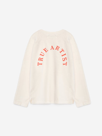 True Artist 100% 有機棉 刺繡長袖 T-shirt - 象牙白 ❘ 現貨尺寸: 4Y~9Y