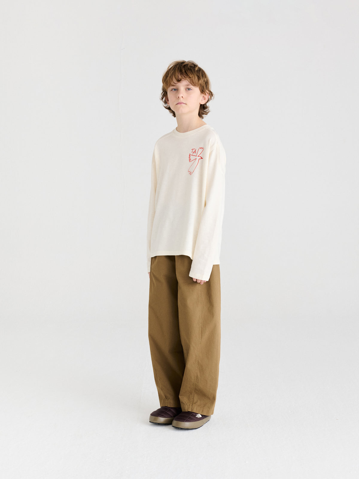 True Artist 100% 有機棉 刺繡長袖 T-shirt - 象牙白 ❘ 現貨尺寸: 4Y~9Y
