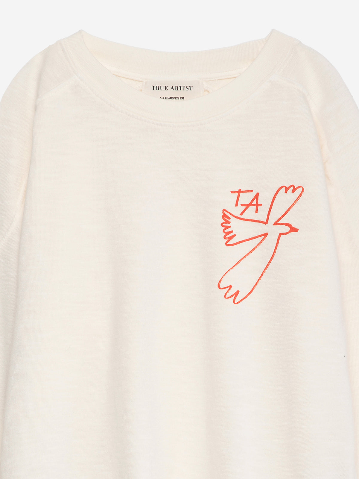 True Artist 100% 有機棉 刺繡長袖 T-shirt - 象牙白 ❘ 現貨尺寸: 4Y~9Y