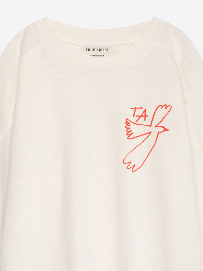 True Artist 100% 有機棉 刺繡長袖 T-shirt - 象牙白 ❘ 現貨尺寸: 4Y~9Y