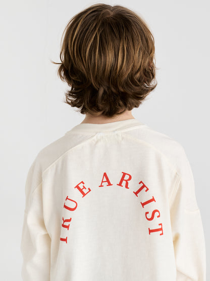 True Artist 100% 有機棉 刺繡長袖 T-shirt - 象牙白 ❘ 現貨尺寸: 4Y~9Y
