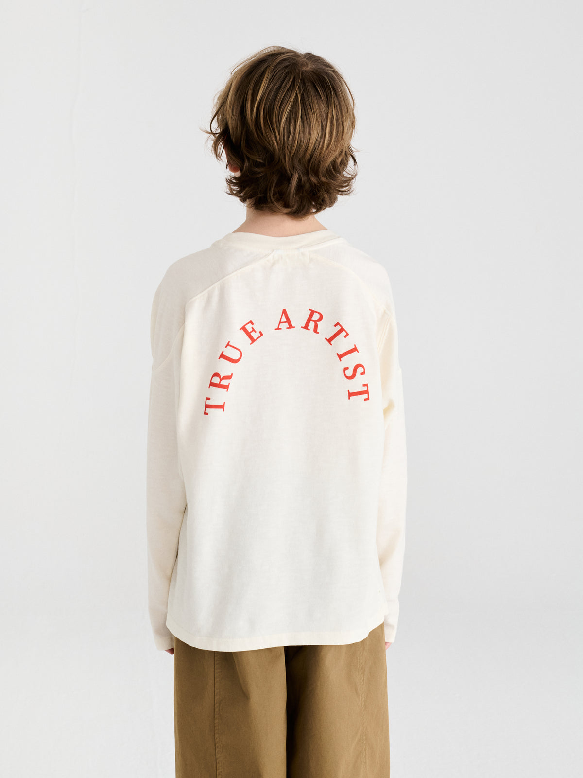 True Artist 100% 有機棉 刺繡長袖 T-shirt - 象牙白 ❘ 現貨尺寸: 4Y~9Y