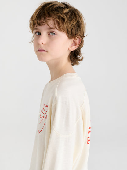 True Artist 100% 有機棉 刺繡長袖 T-shirt - 象牙白 ❘ 現貨尺寸: 4Y~9Y