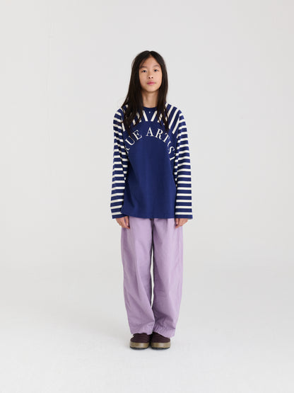 True Artist  100% 純棉拼接長袖 T-shirt - 船長藍 ❘ 現貨尺寸: 4Y~9Y