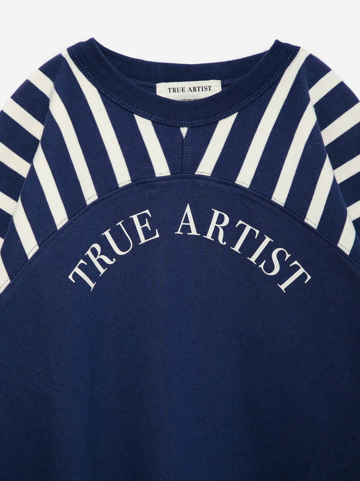 True Artist  100% 純棉拼接長袖 T-shirt - 船長藍 ❘ 現貨尺寸: 4Y~9Y