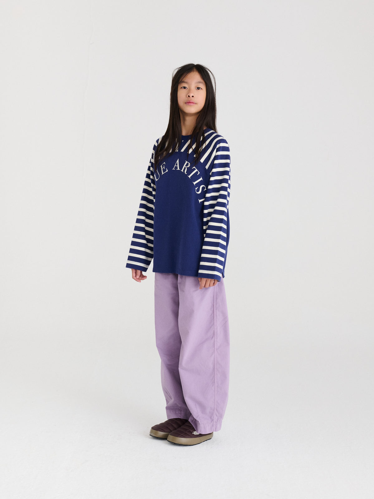 True Artist  100% 純棉拼接長袖 T-shirt - 船長藍 ❘ 現貨尺寸: 4Y~9Y