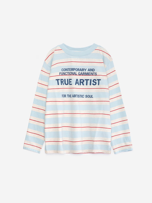 True Artist  100% 純棉撞色不規則條紋長袖 T-shirt  ❘ 現貨尺寸: 4Y~9Y / 12-13Y