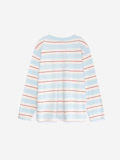 True Artist  100% 純棉撞色不規則條紋長袖 T-shirt  ❘ 現貨尺寸: 4Y~9Y