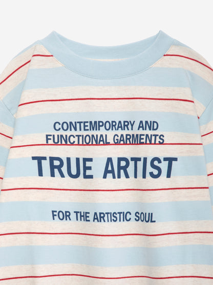 True Artist  100% 純棉撞色不規則條紋長袖 T-shirt  ❘ 現貨尺寸: 4Y~9Y