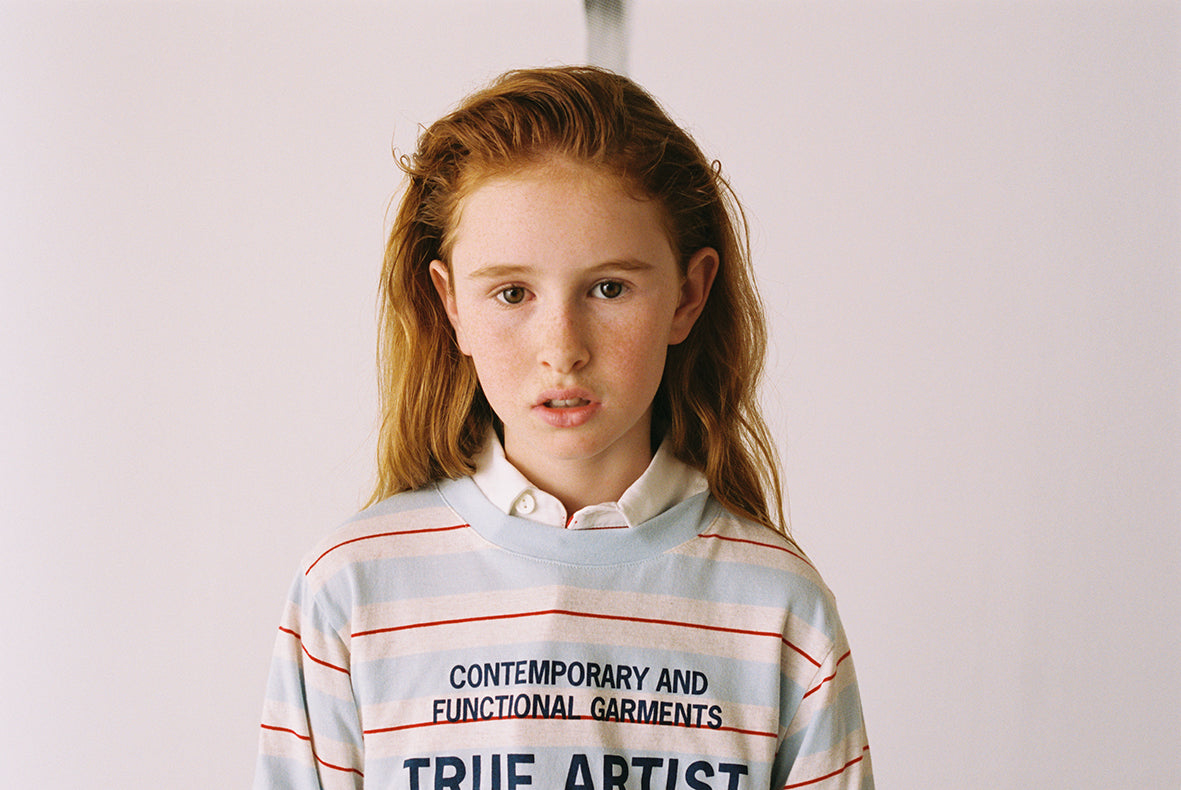 True Artist  100% 純棉撞色不規則條紋長袖 T-shirt  ❘ 現貨尺寸: 4Y~9Y